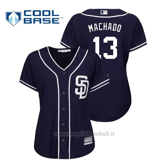 Maglia Baseball Donna San Diego Padres Manny Machado Cool Base Majestic Alternato Blu